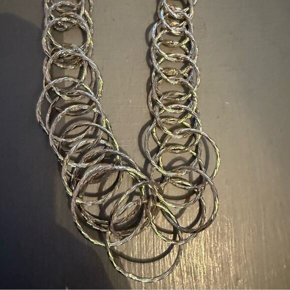 Cookie Lee Silver Tone Circles Statement Necklace - Picture 4 of 5